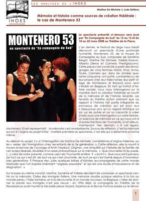 Mémoire et histoire comme sources de création théâtrale : le cas de Montenero 53