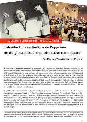 Introduction au théâtre de l’opprimé en Belgique, de son histoire à ses techniques