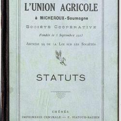 Carnet de membre de L'Union agricole à Micheroux-Soumagne, société coopérative fondée le 5 septembre 1913
