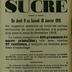Distribution de sucre dans les magasins communaux de Seraing du jeudi 9 au samedi 18 janvier 1919