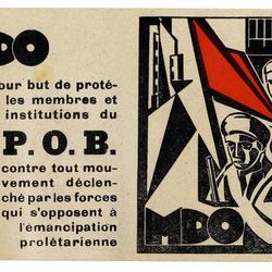 Carte de membre des Milices de défense ouvrière (MDO) du POB