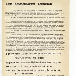 Solidarité avec les travailleurs et les démocrates du Chili