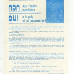 NON aux fusées nucléaires. OUI à la paix et au désarmement. Il est grand temps d'agir !