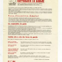 Plus que jamais rapprocher la gauche : Pour la défense du pouvoir d'achat de l'emploi des libertés démocratiques et de la paix