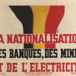 [Le Parti communiste lutte pour] la nationalisation des banques, des mines et de l'électricité