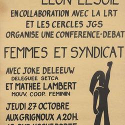 La Fondation Léon Lesoil, en collaboration avec la LRT et les cercles JGS, organise une conférence-débat "Femmes et syndicat"